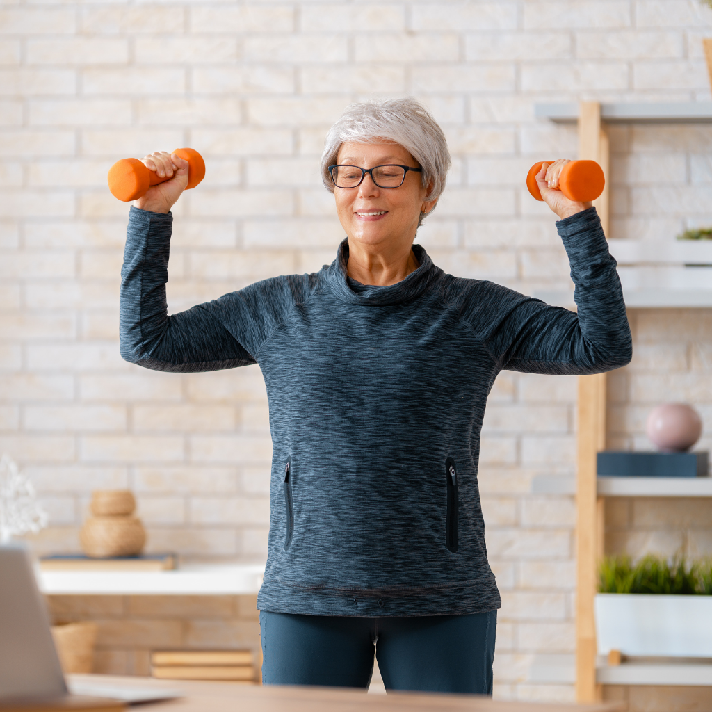 Senior Woman Weightlifting Dumbbells - Ageless Conversations