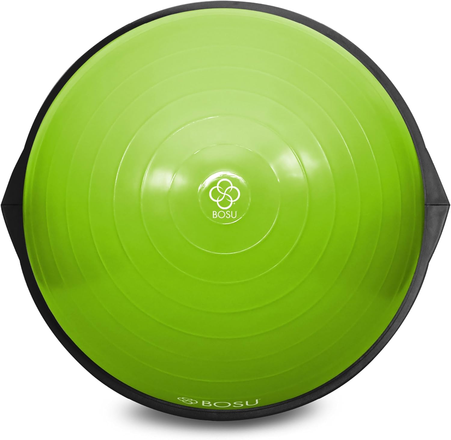 Green half Bosu ball on a white background